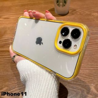 iphone11ケース　イエロー 耐衝撃 655(iPhoneケース)