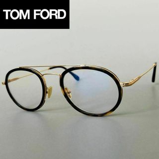 トムフォードアイウェア(TOM FORD EYEWEAR)のトムフォード メガネ ティアドロップ ゴールド べっ甲柄 ツーブリッジ 金(サングラス/メガネ)