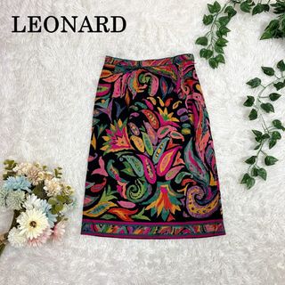 LEONARD - レオナール LEONARD スカート ひざ丈 花柄 シルク ウール 総柄