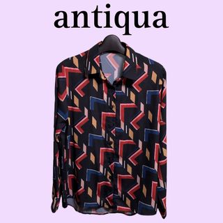 antiqua - antiqua アンティカ 長袖 総柄シャツ