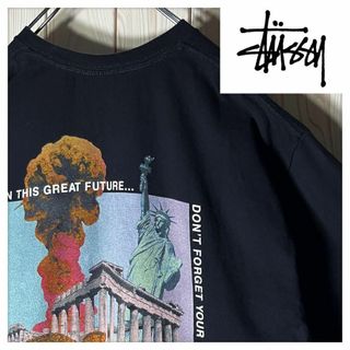 ステューシー(STUSSY)の【美品 M】ステューシー 両面プリント フューチャーパストTシャツ 黒(Tシャツ/カットソー(半袖/袖なし))