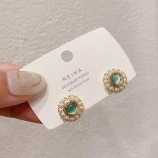 【セール】レディース　緑　ピアス　アクセサリー　小ぶり　レトロ　宝石　高級(ピアス)