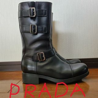 プラダ(PRADA)のプラダ PRADA エンジニアブーツ ベルト バックル 本革 6 約26.5cm(ブーツ)