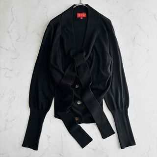 ヴィヴィアンウエストウッド(Vivienne Westwood)のVivienne Westwood シルク混 ボウタイカーディガン オーブロゴ(カーディガン)