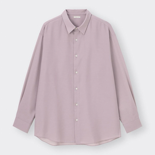 【匿名配送】GUイージーケアシアーオーバーサイズシャツ[長袖] 3XL パープル(シャツ)