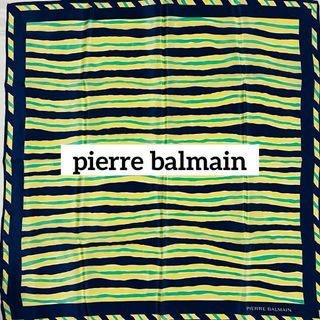 ピエールバルマン(Pierre Balmain)の美品 ★pierre balmain★ スカーフ ボーダー シルク ネイビー(バンダナ/スカーフ)