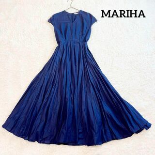MARIHA - 美品✨マリハ 春の月のドレス マキシ丈ワンピース コットン フレア ネイビー