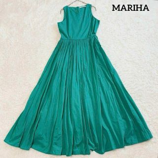MARIHA - マリハ 夏のレディのドレス グリーン Aライン フレア コットン マキシ丈