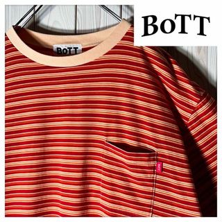 【新品 L】ボット BOTT 刺繍 マルチボーダー リンガー Tシャツ(Tシャツ/カットソー(半袖/袖なし))