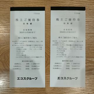 エコス　株主ご優待券　6,000円分(ショッピング)