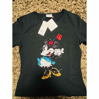 ディズニー(Disney)のディズニー　ミニーマウス　ビーズ　ジュニアLサイズ(Tシャツ/カットソー)