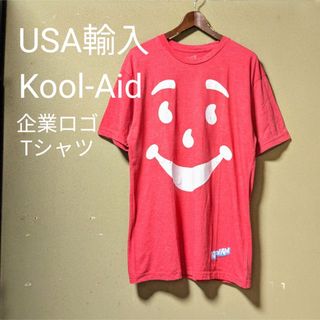 USA輸入 アメリカ古着 企業 ロゴ Tシャツ クールエイド L 赤 顔Tシャツ(Tシャツ/カットソー(半袖/袖なし))