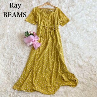 Ray BEAMS - Ray BEAMS イエロー　リボン　ワンピース　黄色
