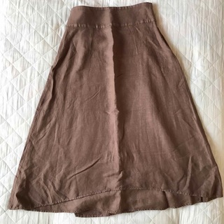 Spick & Span - スピックアンドスパン ブラウン 巻きスカート風 麻混 ロングスカート 38