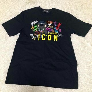 22SSディースクエアード Tシャツ 半袖 黒 犬 フレブル アイコン M