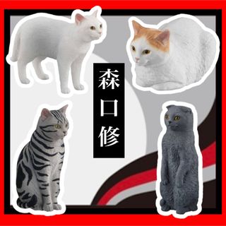 新品【森口修】猫フィギュア4種シロ・白茶・アメショー・スコティッシュネコ　ガチャ(その他)