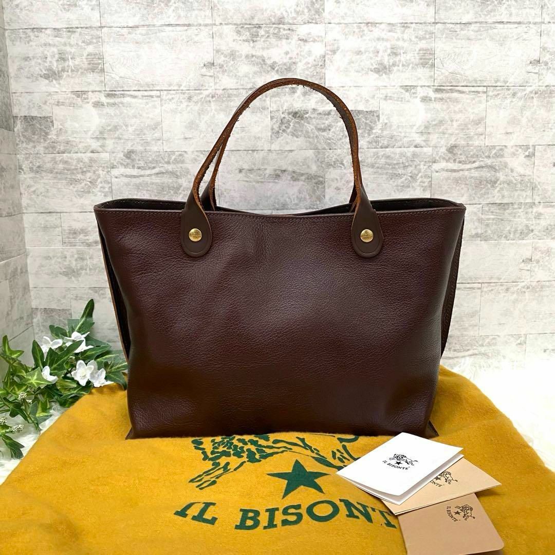 極美品】IL BISONTE トート ハンドバッグ 定番 現行品 こげ茶 バッグ 極美品】IL BISONTE トート ハンドバッグ 定番 現行品 こげ茶 バッグ