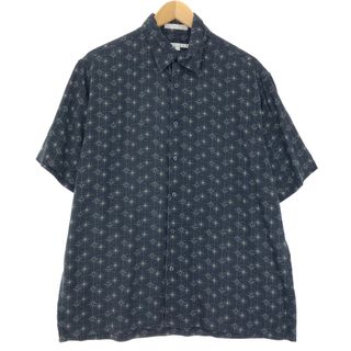 古着 PERRY ELLIS 総柄 半袖 シルクシャツ ボックスシャツ メンズL /eaa452434(シャツ)