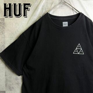 美品 HUF ハフ Tシャツ トライアングルロゴ バックロゴ ブラック M