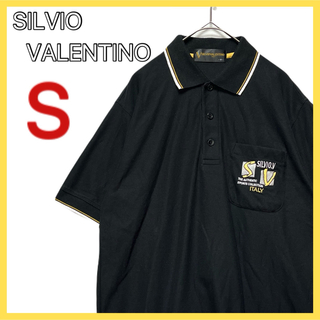 SILVIOVALENTINO 半袖 ポロシャツ 刺繍 黒 ブラック ゴルフ