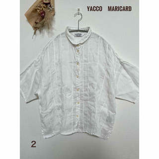 YACCO MARICARD 丸モチーフリネンシャツ　半袖　ワイドシルエット　2(シャツ/ブラウス(長袖/七分))