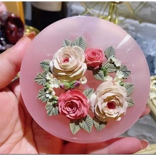 シリコンモールド　バラ　花　フラワー　葉っぱ　薔薇　レジン型　デコパーツ