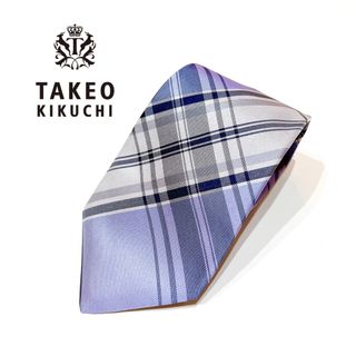 タケオキクチ(TAKEO KIKUCHI)のタケオキクチ　ネクタイ　ブルー　水色　チェック柄　ブランドネクタイ(ネクタイ)