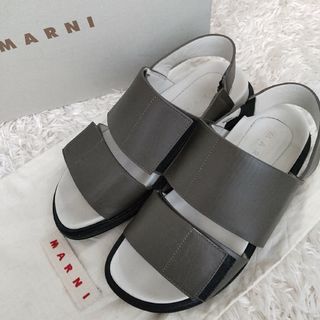 マルニ(Marni)の良品 マルニ マジックテープ レザーサンダル スポサンカーキブラウン  35(サンダル)