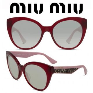 ミュウミュウ(miumiu)の即納】希少Miu Miu ミュウミュウ レッド ピンク キャットアイ サングラス(サングラス/メガネ)