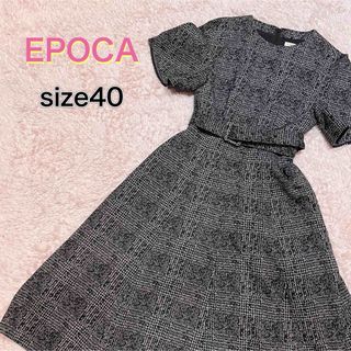 エポカ(EPOCA)のEPOCA 半袖　ワンピース　シルク混　ベルテッド　サイズ40(ロングワンピース/マキシワンピース)