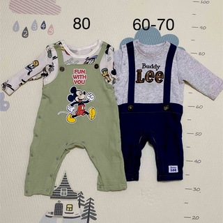 ディズニー(Disney)の長袖ロンパース　ベビー服　60-70 80(その他)