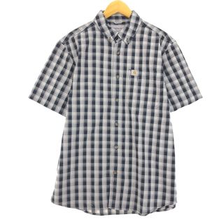 古着 カーハート Carhartt RELAXED FIT チェック柄 半袖 ワークシャツ メンズM /eaa452211