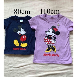 ディズニー(Disney)のミッキー ミニー 半袖Tシャツ お揃い リンクコーデ 80cm 110cm(Ｔシャツ)