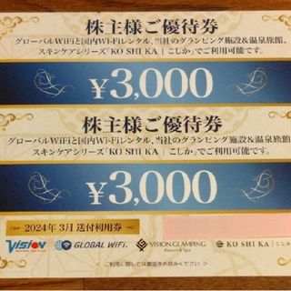 ビジョンの株主優待券です。3000円×２枚(ショッピング)