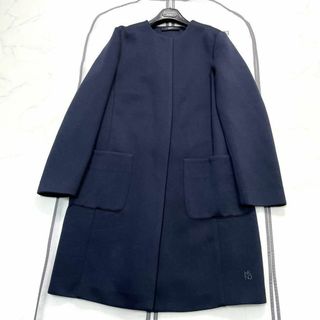 マックスマーラ(Max Mara)の美品 MaxMara 春の羽織り もちもち張り感ボンディングノーカラーコート M(ロングコート)