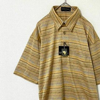 ナチュラルヴィンテージ(natuRAL vintage)の【未使用タグ付き】ポロシャツ 半袖 ex-club ボーダー 幾何学模様 M(ポロシャツ)