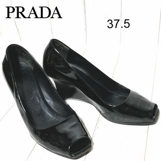 プラダ(PRADA)のプラダ オープントゥ パンプス PRADA エナメル レザー プラットフォーム(ハイヒール/パンプス)