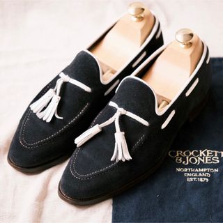 クロケットアンドジョーンズ(Crockett&Jones)のCROCKETT&JONES コンビタッセルローファーALDERNEY紺5E(ドレス/ビジネス)