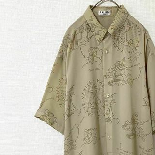 ナチュラルヴィンテージ(natuRAL vintage)のシャツ 半袖 ボタンダウン アート 総柄 一点物 L相当(シャツ)