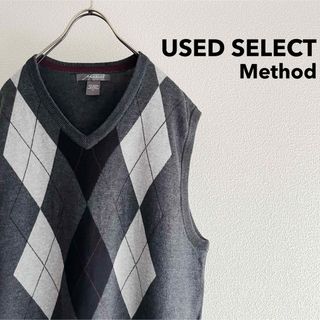 古着 “Method” Gray Argyle Knit Vest