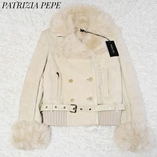 パトリツィアペペ(PATRIZIA PEPE)のPATRIZIA PEPE タグ付き✨ベルト付きムートンコート ファー 本革42(毛皮/ファーコート)