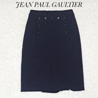 ジャンポールゴルチエ(Jean-Paul GAULTIER)のジャンポールゴルチェ 良品✨レースアップマリンスカート ボタン 濃紺 38(ひざ丈スカート)