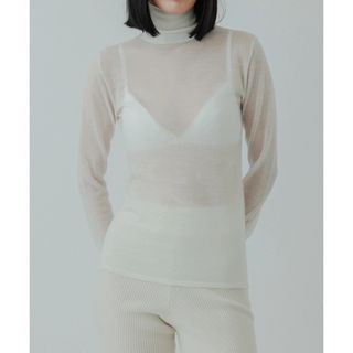 Cashmere sheer turtle top yo biotop (ニット/セーター)