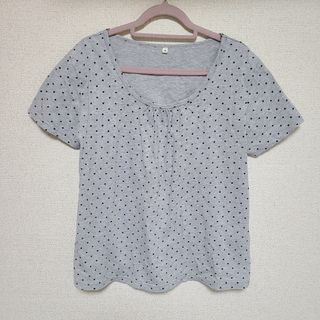 ドット 水玉 トップス Tシャツ グレー トップバリュ M