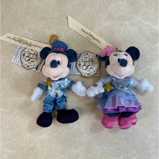 ディズニー(Disney)のディズニーシー　ファンタジースプリングス　ミッキー　ミニー　ぬいぐるみバッジ(キーホルダー)