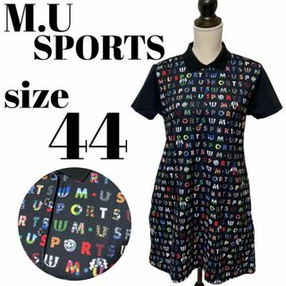 【GOLFウェア】M.U SPORTS ポロワンピース 半袖 マルチカラー 総柄(ウエア)