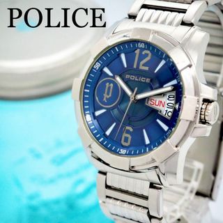 POLICE - 422 POLICE ポリス時計　メンズ腕時計　ブルー　デイデイト　人気