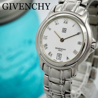 687【美品】GIVENCHY ジバンシー時計　メンズ腕時計　デイト　シルバー(腕時計(アナログ))