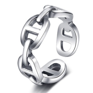 シンプルリング　シルバー　指輪　ユニセックス　フリーサイズ　クール　チェーン(リング(指輪))