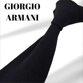 ジョルジオアルマーニ(Giorgio Armani)の【美品】GIORGIO ARMANI ネクタイ ブラック 無地(ネクタイ)